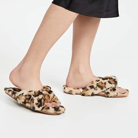 Madewell Crisscross Scuff Slippers in Leopard Recycled Faux Fur - Size 7 M - Picture 6 of 6